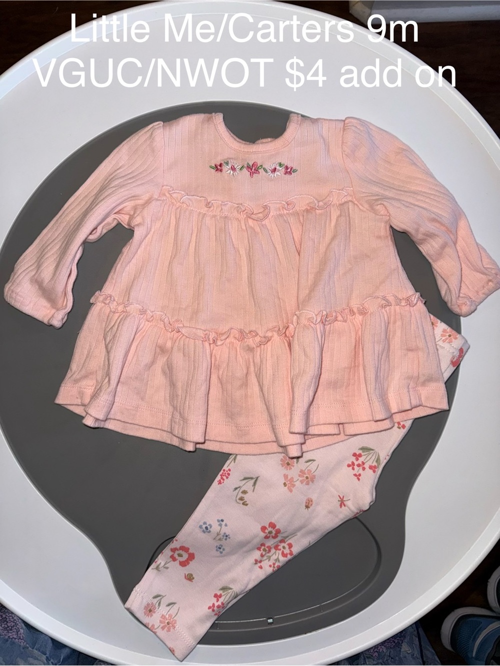Little Me/Carters Pink Floral Two-Piece Pant Set